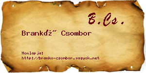 Brankó Csombor névjegykártya